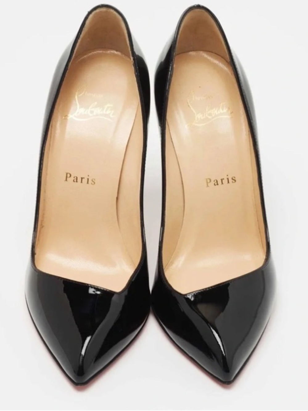Christian Louboutin Black Patent Pointed-Toe Pumps